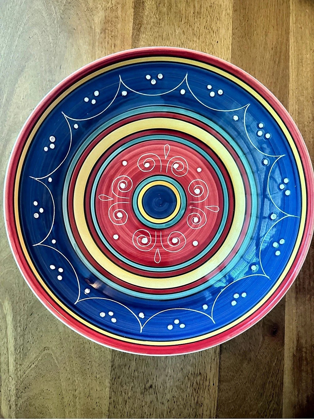 Pier 1 San Marco Large Serving Bowl 12" Hand Painted Earthenware Italy Colorful